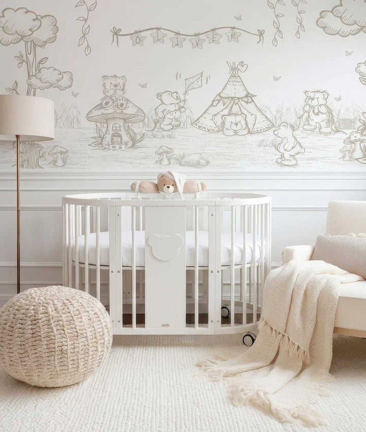 4 in 1 Signature Bear Crib & Mattress Set | White