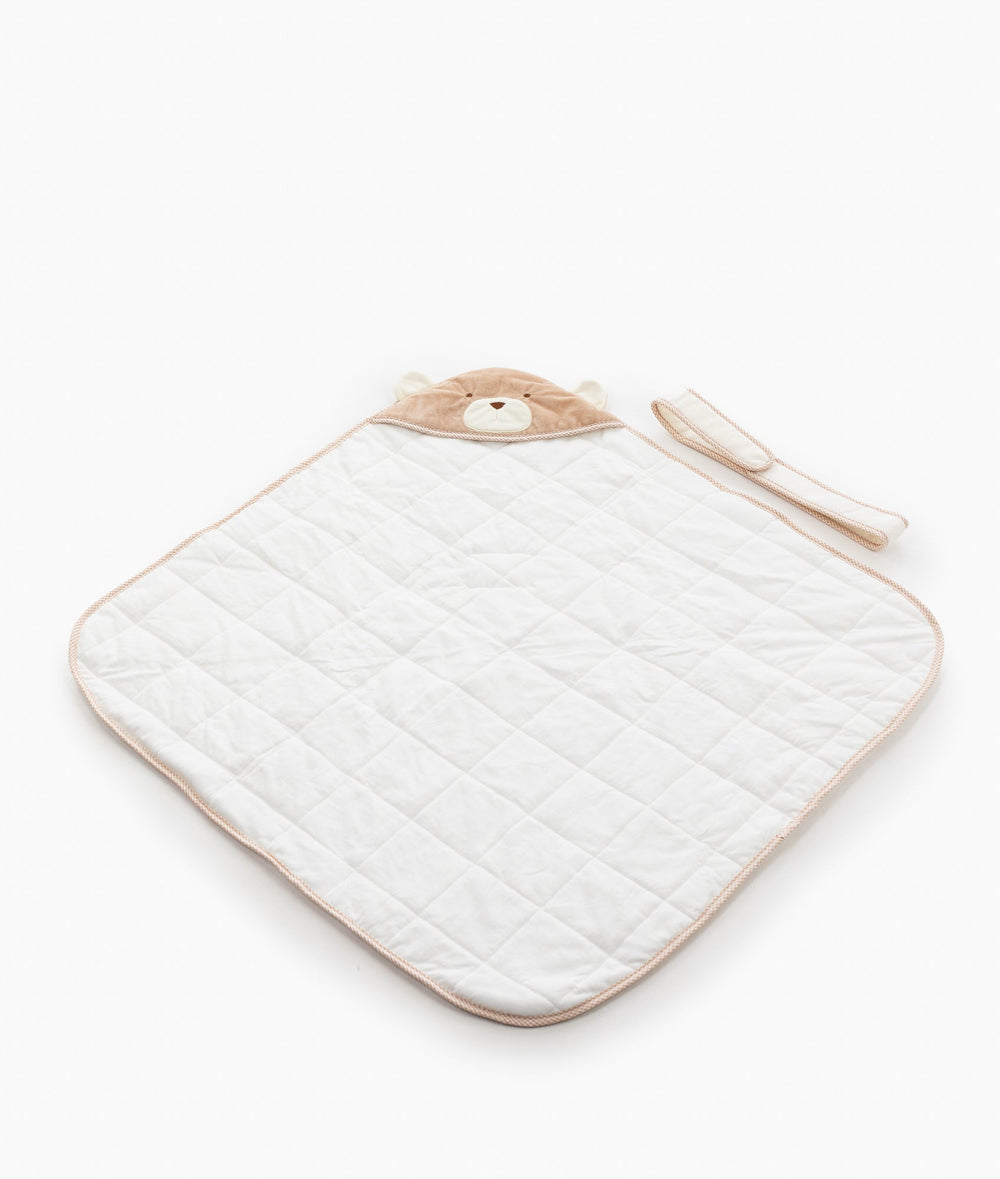 Soft hooded baby wrap in white and beige