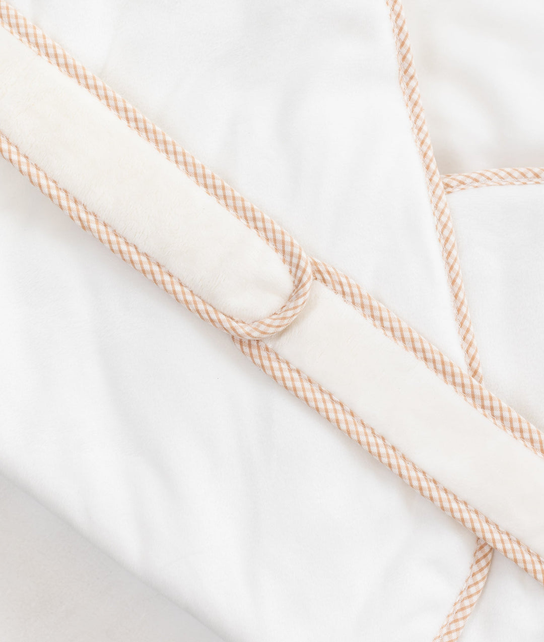 Soft hooded baby wrap in white and beige