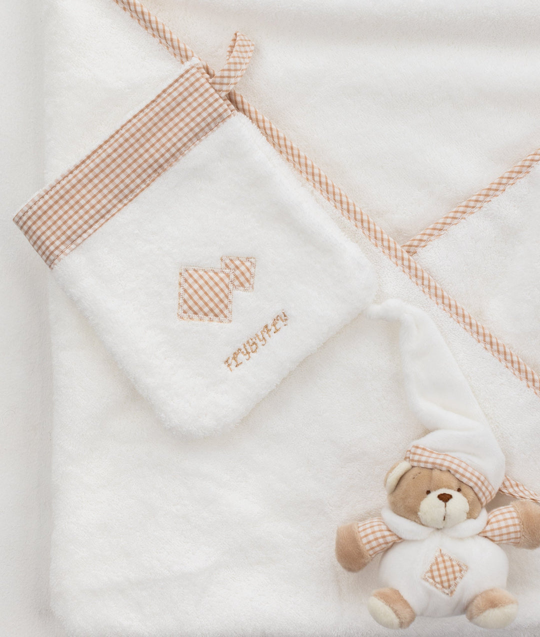 Hooded Towel with Mitt & Toy - Beige