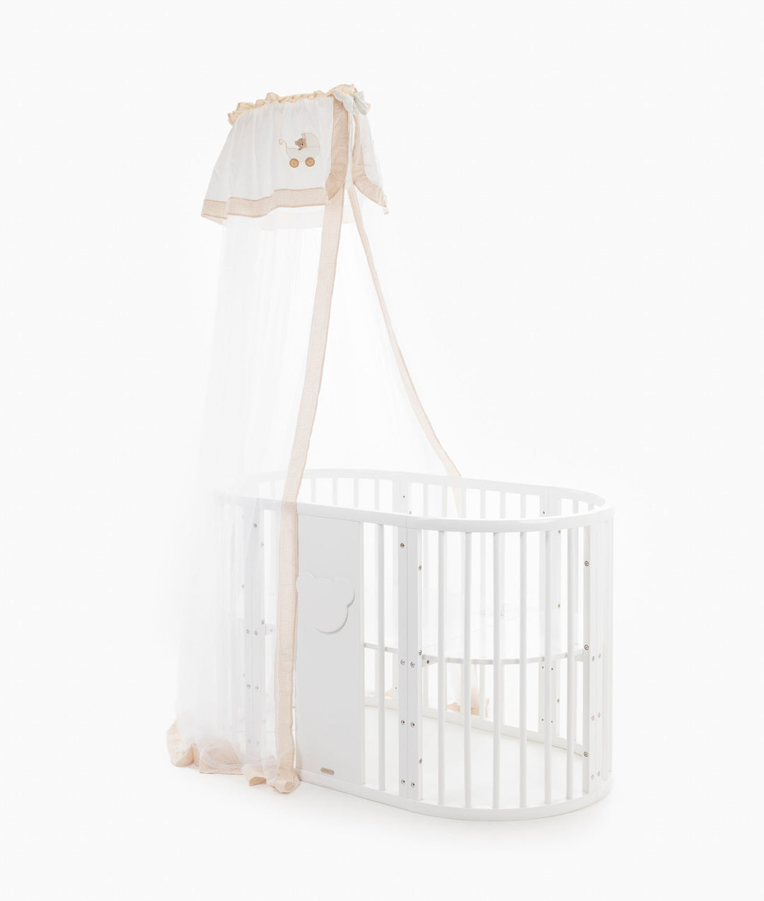 White and beige cot canopy and stand set