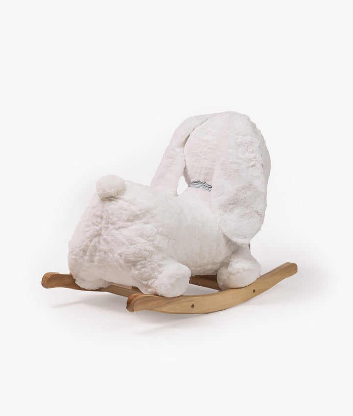 Soft rocking bunny with wooden rocker base