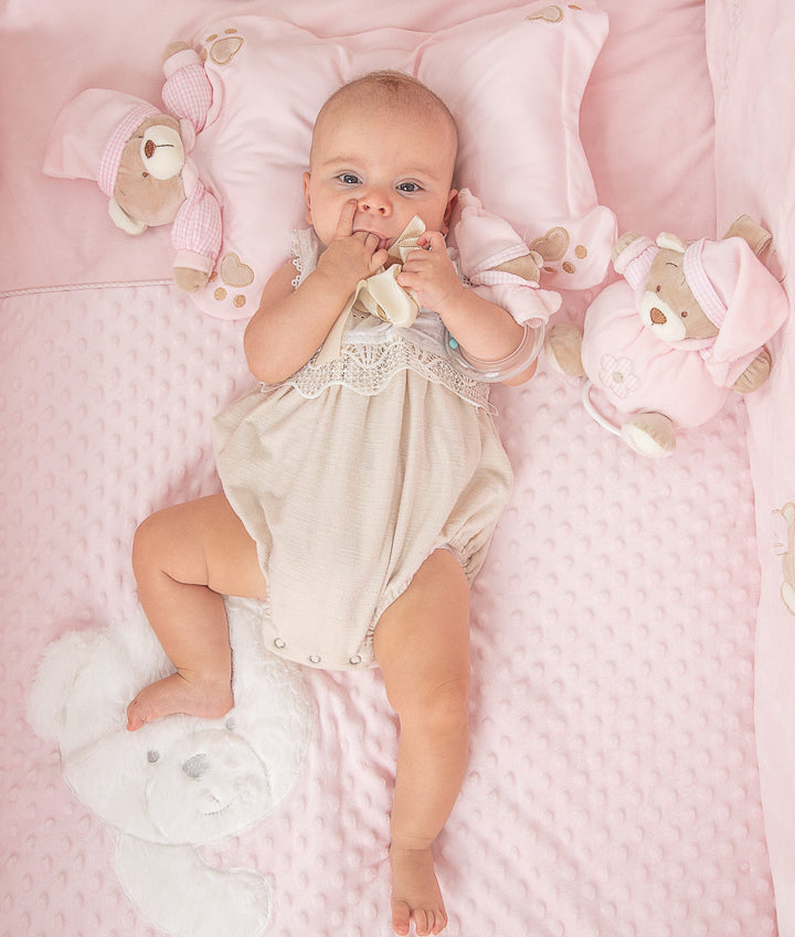Pink toddler bubble quilt and cover set