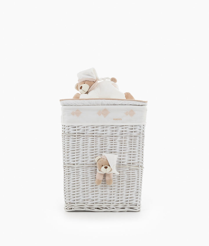 White and beige square storage basket set