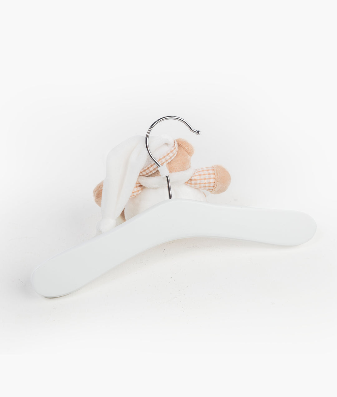 White and beige wooden hanger