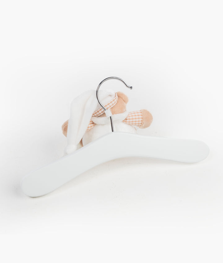 White and beige wooden hanger